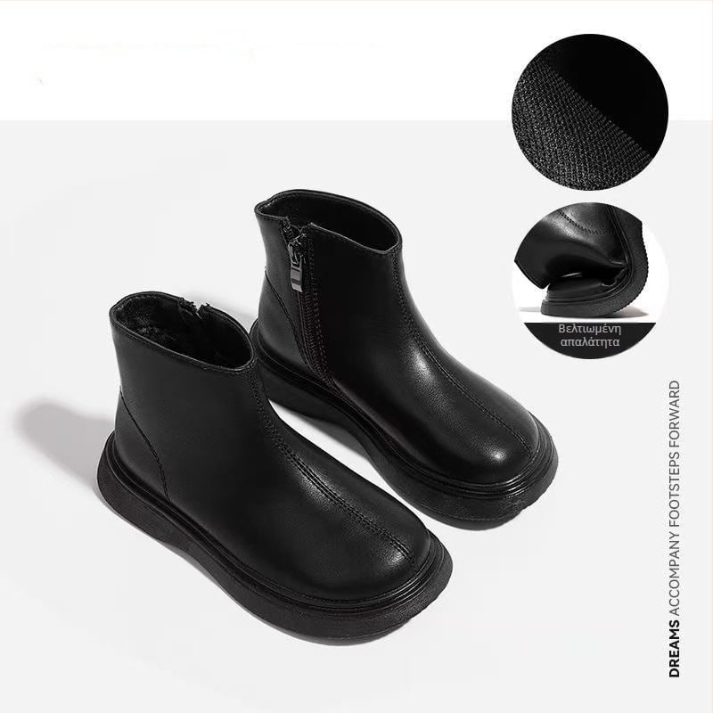 Παιδικά μποτάκια Martin από συνθετικό δέρμα, επένδυση fleece, σόλα από καουτσούκ, πλευρικός φερμουάρ