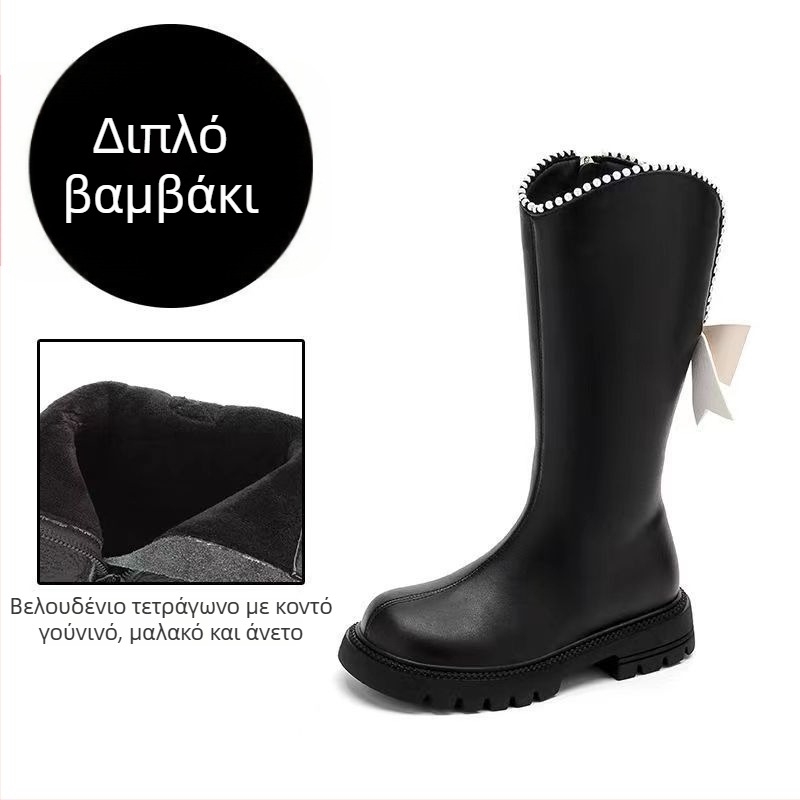 Μποτάκια Martens για κορίτσια με ψηλό ύψος άνω μέρος, πλαϊνό φερμουάρ, σόλα από καουτσούκ, επάνω μέρος από Ultra-fiber δέρμα, επένδυση EVA – Κορεατικό στυλ