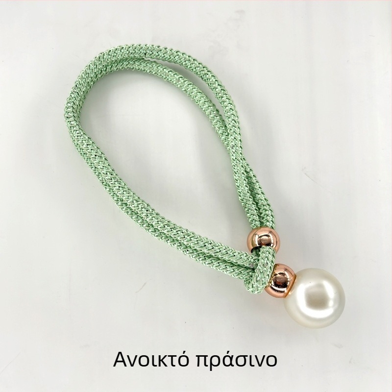 Υφασμάτινες δέστρες κουρτινών με μαργαριταρένιες λεπτομέρειες, ρυθμιζόμενες ζώνες συγκράτησης, στυλ ελαφρύς πολυτελής