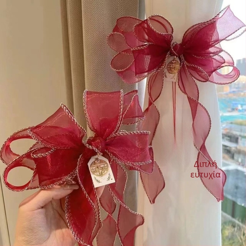 Γαμήλιες δέστρες για κουρτίνες με μεταξωτό λουλούδι – Παγκόσμιο στυλ