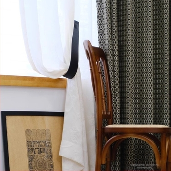 Κουρτίνες γαλλικού στυλ από Chenille Jacquard με γεωμετρικό μοτίβο, σκίαση 71–90%, πολυεστέρας