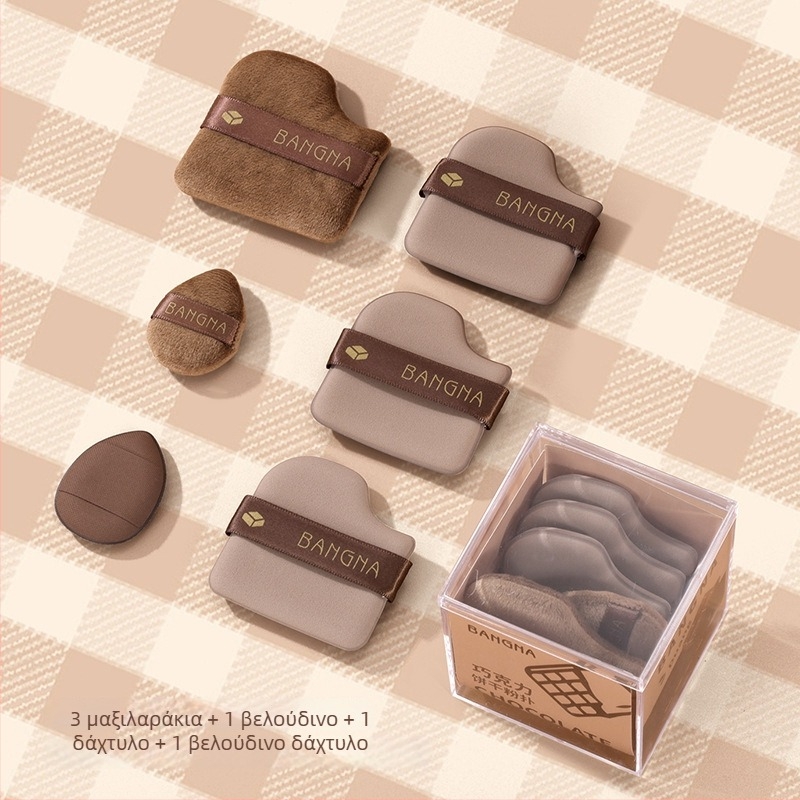 Σετ Bonnа Chocolate Puff για Πούδρα - Στεγνό Πούφ Πούδρας, Υδρόφιλο Πολυουρεθάνιο, 6 τεμάχια, Τριγωνικά και Ακανόνιστα σχήματα