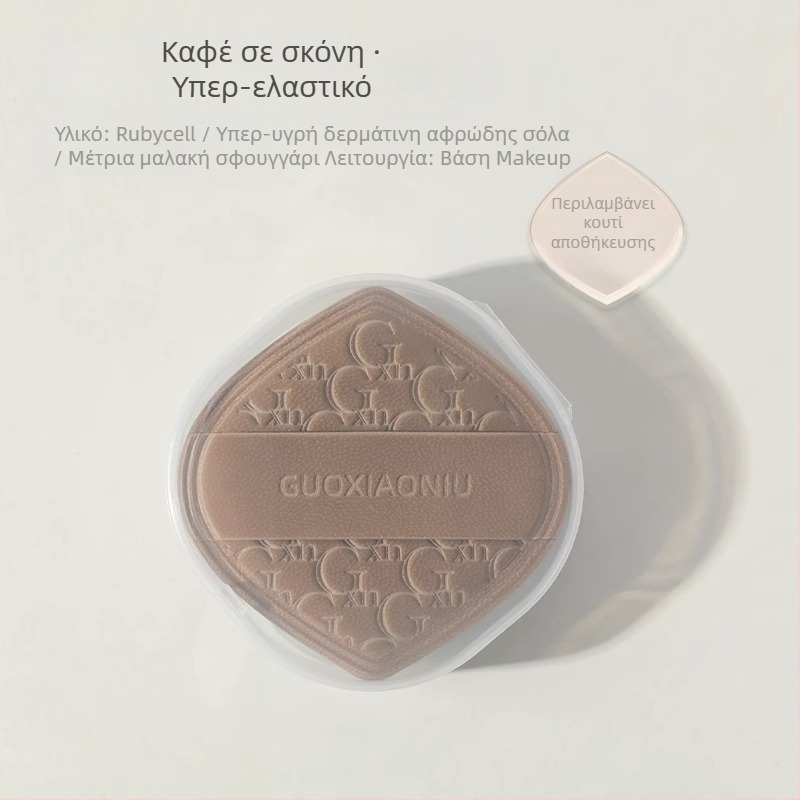 Guo xiaoniu σφουγγάρι πούδρας – διπλής χρήσης (υγρή/ξηρή), φυσικό σφουγγάρι, 6 τεμ., σχήματα: τρίγωνο, σταγόνα, κολοκύθα