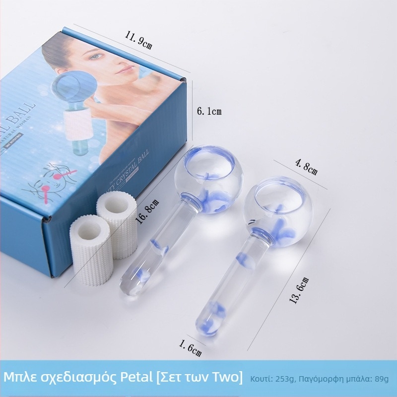 Μασάζ μπάλα πάγου με πέταλα — χειροκίνητο εργαλείο μασάζ για πρόσωπο και σώμα, λειτουργία αρνητικών ιόντων, χωρίς ηλεκτρικό, γενική χρήση