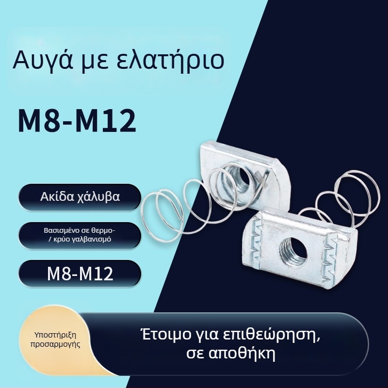 Γαλβανισμένη ελατηριούχα βίδα για εξάρτημα από χάλυβα σε σχήμα C — ορθογώνιο δαχτυλίδι ζώνης, αντιχαλάρωση βίδα, Μάρκα Building, Πρότυπο JIS B1185-6-2010, Επιφάνεια Γαλβανισμένη, Τάξη B, Ισχύς 4.8