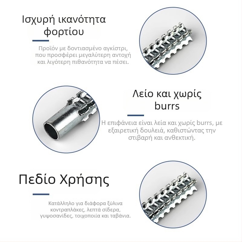 Αυτοτρυπωμένος κοχλίας επέκτασης με σιδερένιο επεκτατικό σωλήνα, μάρκα Neck Strength, κατηγορίες B και C