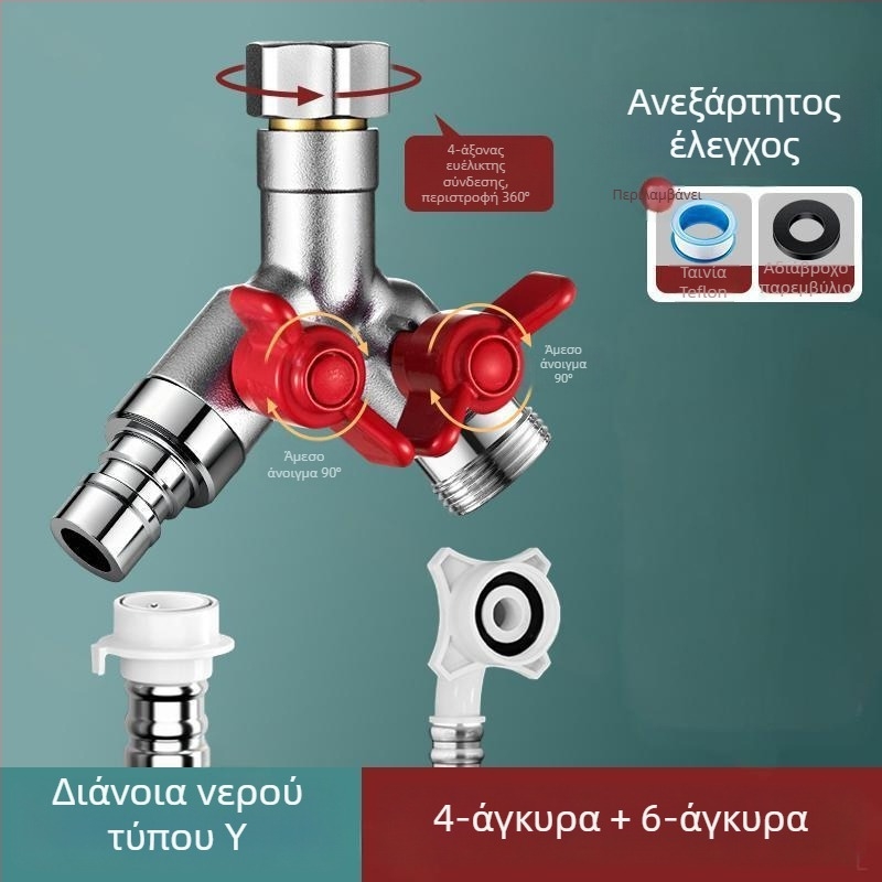 Εντοιχισμένος σε τοίχο τριών-δρομών σφαιρικός βαλβίδας με διανομέα για πλυντήριο ρούχων, κράμα, βαμμένο φινίρισμα σε φούρνο, 4-πόδων σύνδεση