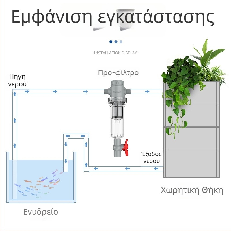 Επεκτεινόμενο φίλτρο ενυδρείου με πλέγμα 10–200, δεξαμενή καθίζησης και βαλβίδα σφαίρας (μέσο φιλτραρίματος)