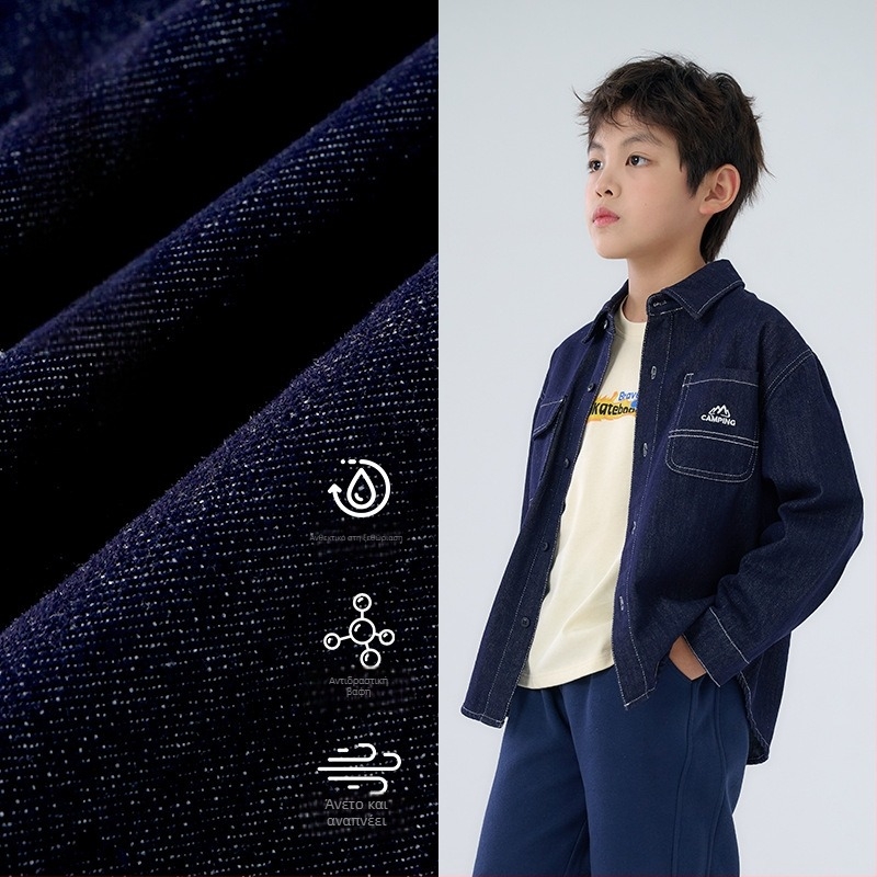 Παιδικό τζιν μπουφάν από βαμβακι-μίγμα, unisex, με μονή σειρά κουμπιών, σχέδιο με γράμματα, απαλό φινίρισμα, άνοιξη-φθινόπωρο, για ηλικίες 3–8 ετών