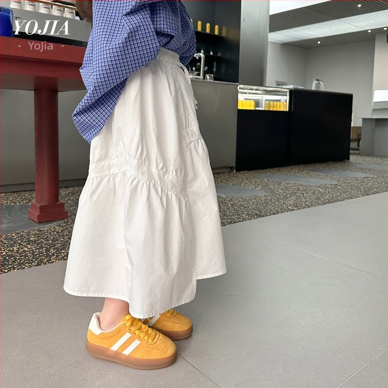 YOJIA Φούστα κοριτσιών με πλισέ από πολυεστέρα, Preppy στυλ, μαλακή επεξεργασία, για ηλικίες 3–8 ετών, Άνοιξη 2025