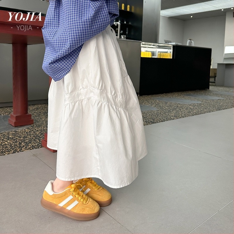 YOJIA Φούστα κοριτσιών με πλισέ από πολυεστέρα, Preppy στυλ, μαλακή επεξεργασία, για ηλικίες 3–8 ετών, Άνοιξη 2025