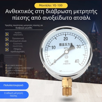 Bellows pressure gauge YE-100, ακρίβεια κλάσης 2.5, σύνδεση με σπείρωμα