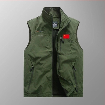 Ανδρικό γιλέκο με κουκούλα, φερμουάρ, στενή γραμμή, ριγέ νάιλον μίγμα, πολλά τσεπάκια