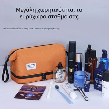 Τσάντα καλλυντικών ταξιδιού με διαχωρισμό υγρών/ξηρών, unisex, υπερ-ελαφριά, νάιλον υψηλής πυκνότητας, αδιάβροχη και διαπνέουσα