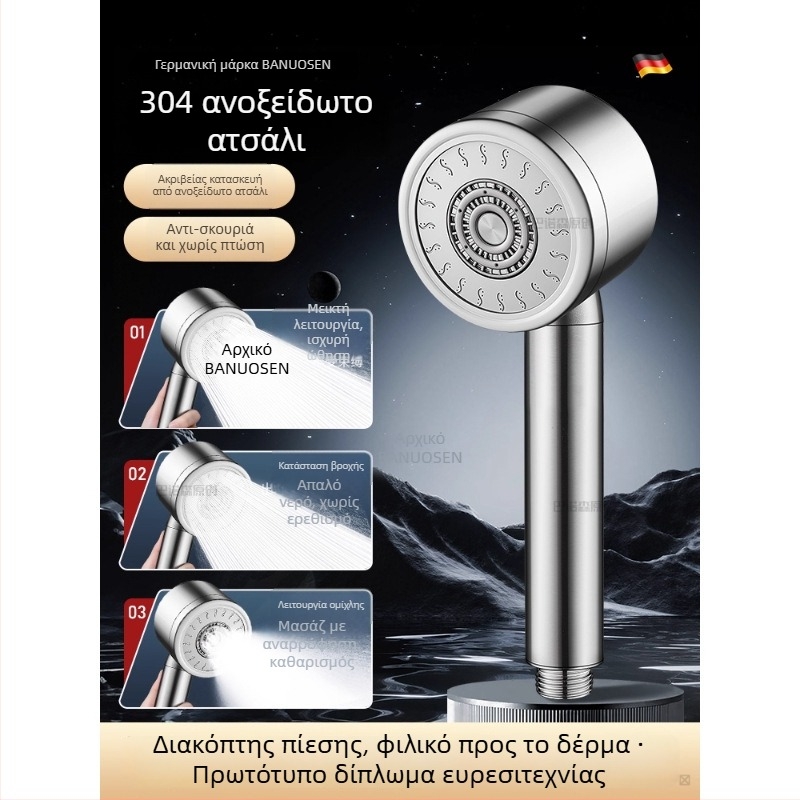 Κεφαλή ντους από 304 ανοξείδωτο χάλυβα υπό πίεση με έλεγχο θερμοκρασίας – στρογγυλό σχήμα, ηλεκτροπλατινωμένη επίστρωση, ανθεκτικό στη θραύση