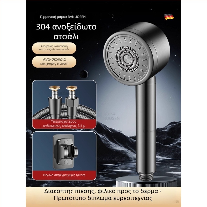 Κεφαλή ντους από 304 ανοξείδωτο χάλυβα υπό πίεση με έλεγχο θερμοκρασίας – στρογγυλό σχήμα, ηλεκτροπλατινωμένη επίστρωση, ανθεκτικό στη θραύση