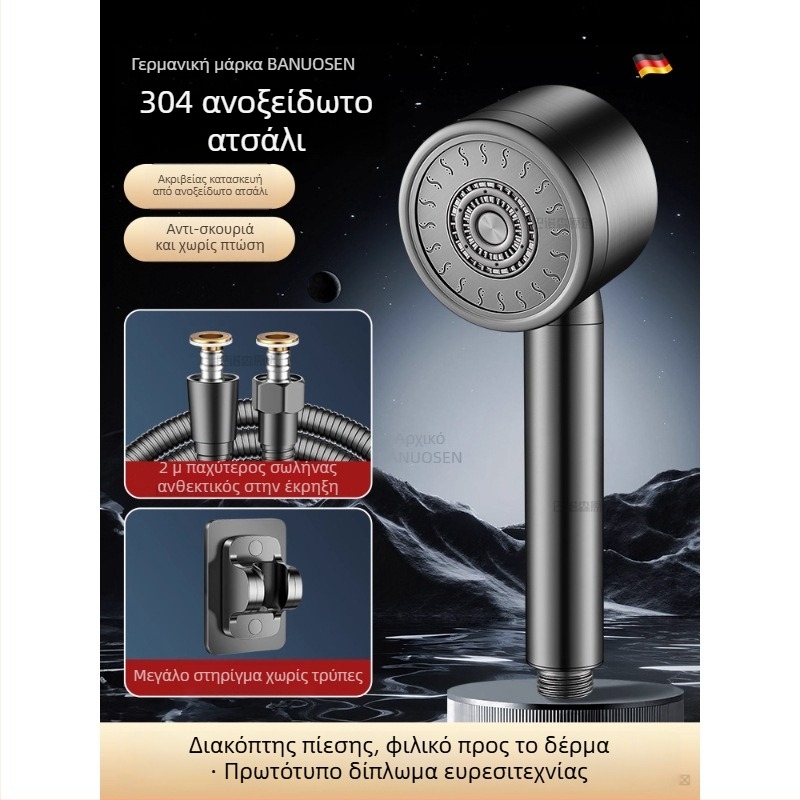 Κεφαλή ντους από 304 ανοξείδωτο χάλυβα υπό πίεση με έλεγχο θερμοκρασίας – στρογγυλό σχήμα, ηλεκτροπλατινωμένη επίστρωση, ανθεκτικό στη θραύση