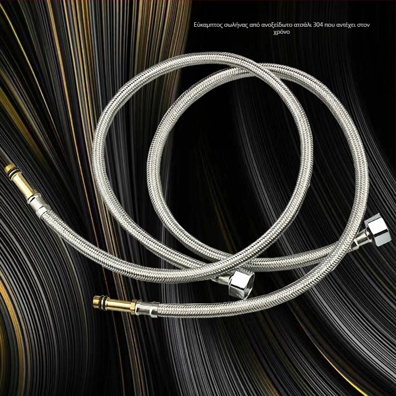 304 ανοξείδωτος χάλυβας πλεγμένος σωλήνας παροχής νερού για νεροχύτη – σπείρωμα σύνδεσης, 0.8 MPa, 5–80°C