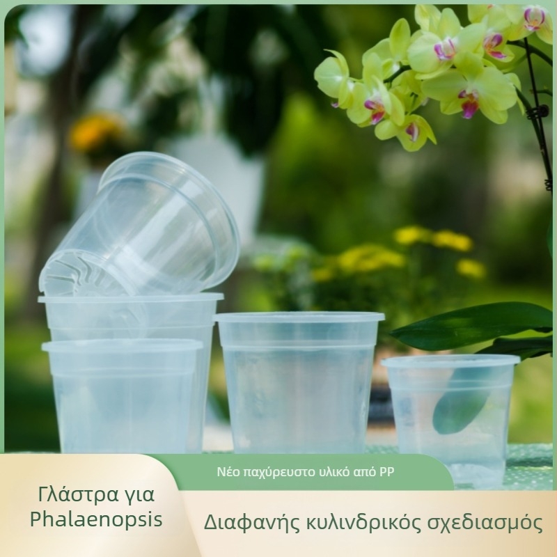 Γλάστρα Phalaenopsis από ρητίνη — διάφανη και ανθεκτική, για δάπεδο, απλός σχεδιασμός, κατάλληλη για οικιακή κηπουρική και μπαλκόνι, κατασκευή με ολοκληρωμένη τεχνολογία.