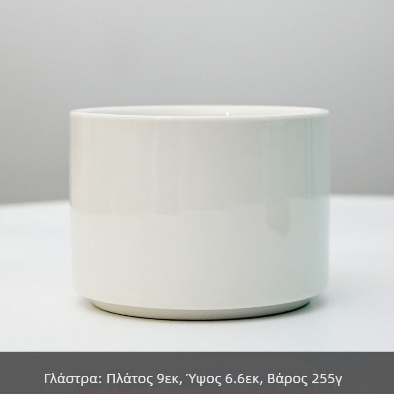 Κεραμική γλάστρα για φυτά με εκτύπωση λογότυπου; απλός πορσελάνινος σχεδιασμός; κατάλληλη για επιφάνειες γραφείου ή δάπεδο; ημιχειροποίητη παραγωγή.