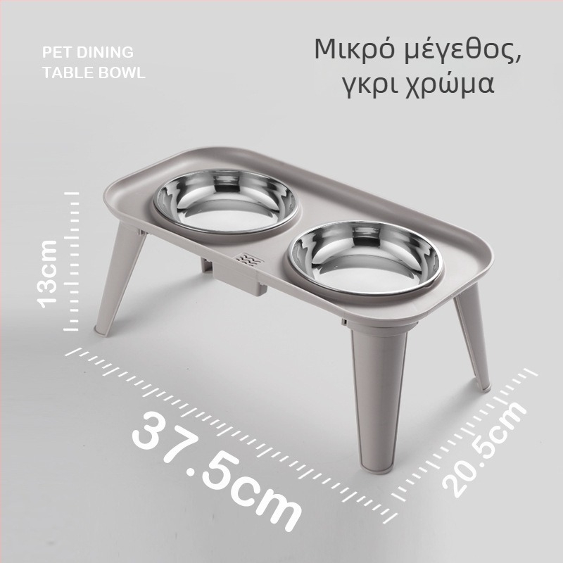 Σετ ταΐσμού κατοικίδιων από ανοξείδωτο ατσάλι — Διπλό μπολ με προστασία για τον λαιμό, αποσπώμενο, προέλευση Zhejiang