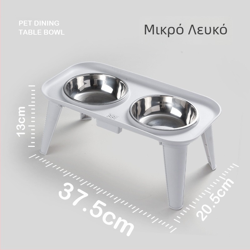 Σετ ταΐσμού κατοικίδιων από ανοξείδωτο ατσάλι — Διπλό μπολ με προστασία για τον λαιμό, αποσπώμενο, προέλευση Zhejiang