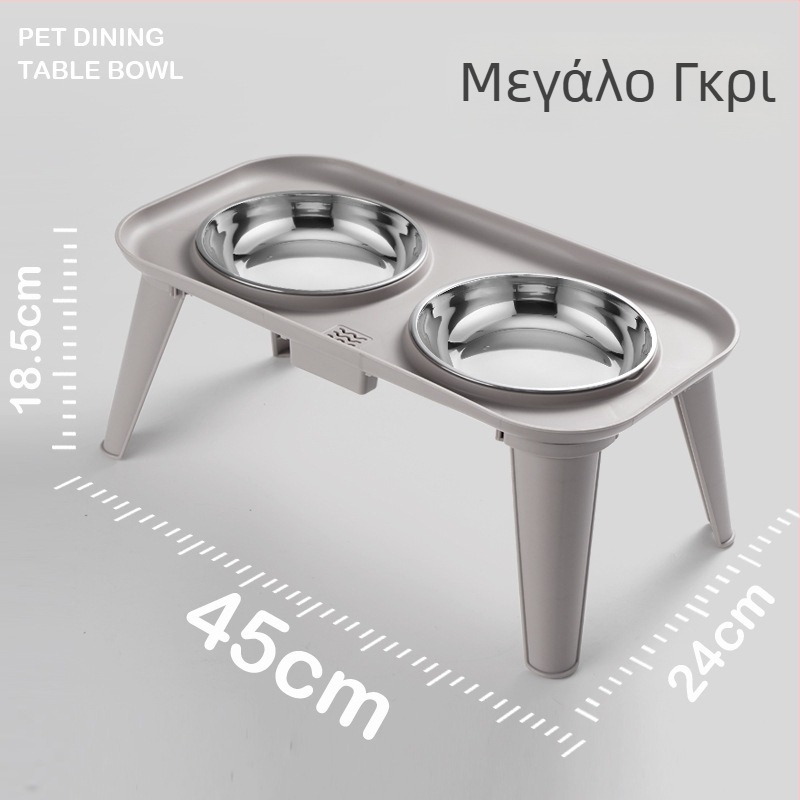 Σετ ταΐσμού κατοικίδιων από ανοξείδωτο ατσάλι — Διπλό μπολ με προστασία για τον λαιμό, αποσπώμενο, προέλευση Zhejiang