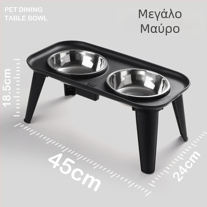 Σετ ταΐσμού κατοικίδιων από ανοξείδωτο ατσάλι — Διπλό μπολ με προστασία για τον λαιμό, αποσπώμενο, προέλευση Zhejiang