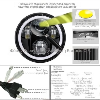 Wrangler LED φανάρι με δαχτυλίδι Angel Eye για όχημα εκτός δρόμου — 12V, 40W, 4000lm, IP67