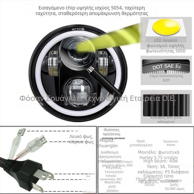 Wrangler LED φανάρι με δαχτυλίδι Angel Eye για όχημα εκτός δρόμου — 12V, 40W, 4000lm, IP67