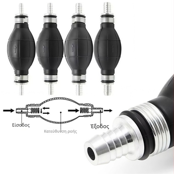 Χειροκίνητη αντλία καυσίμου με διπλής κατεύθυνσης βαλβίδα ελέγχου, σώμα από καουτσούκ-αλουμίνιο, για συστήματα καυσίμου αυτοκινήτων, ελικοπτέρων, σκαφών και μοτοσικλετών