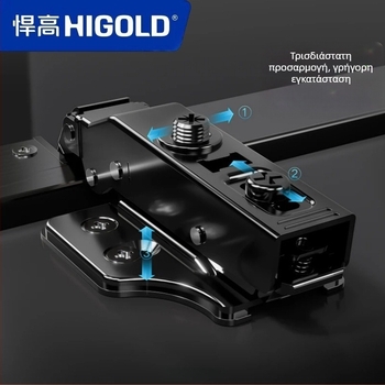 Higold G Series μεντεσέ πόρτας με αλουμινένιο πλαίσιο, αποσβεστήρας, σιωπηρή λειτουργία, χάλυβας ψυχρής έλασης