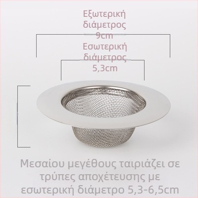 Ανοξείδωτο φίλτρο νεροχύτη – λεπτό μεταλλικό δίχτυ κουζίνας, αντιφράξη, συλλέκτης μαλλιών για μπάνιο