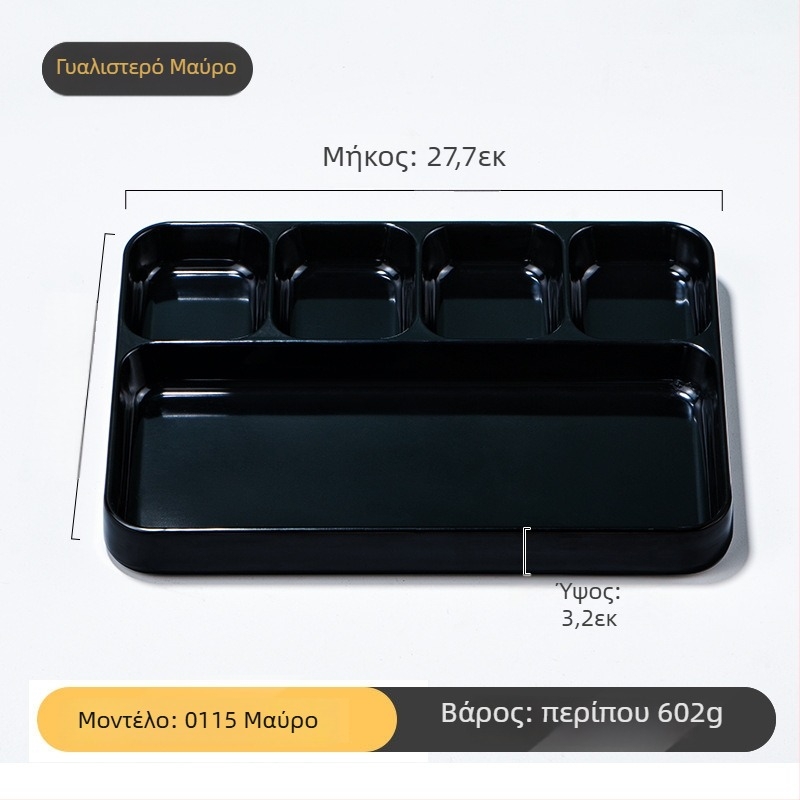 Δίσκος ντιπ από μελαμίνη για μπάρμπεκιου εστιατόρια από τη Kimmeli, τετράγωνος, 3–4 διαμερίσματα, με εκτύπωση λογότυπου, δυνατότητα προσαρμογής, επίστρωση υπό γλασούρα, μοντέρνος μινιμαλισμός