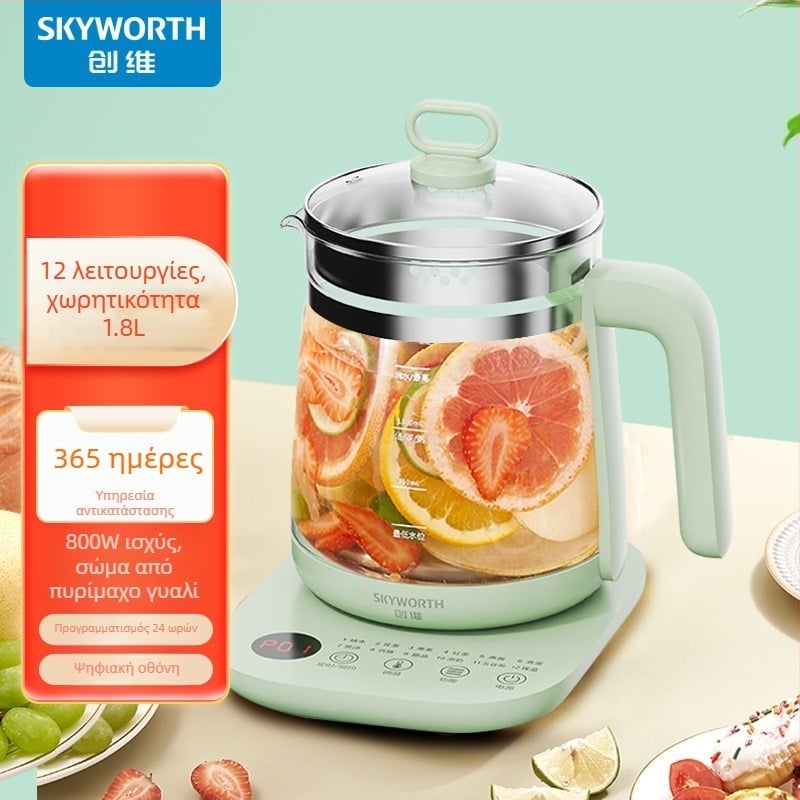Skyworth Health Pot S195 1.8L με γυάλινο σώμα, οθόνη αφής, μονωμένος πολυλειτουργικός βραστήρας νερού 220V 500-1000W