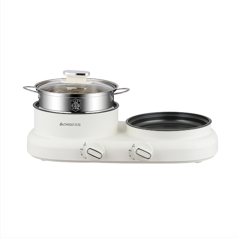 Ηλεκτρικός πολυλειτουργικός κάδος μαγειρέματος, 2 L, 600 W, λειτουργίες ατμό, τηγάνισμα, μαγείρεμα, βράσιμο, κατσαρόλα ζεστού φαγητού; πλαστικό σώμα; αντιξηραντική λειτουργία