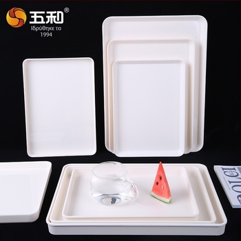 Μελαμινικός ορθογώνιος δίσκος σερβιρίσματος για τσάι και γλυκίσματα, παχιά κατασκευή, εκτύπωση λογότυπου, δυνατότητα προσαρμογής