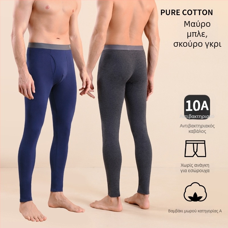 Ανδρικά βαμβακερά θερμικά παντελόνια, slim-fit, ζεστά, μονοστρώμα, 95–100% βαμβάκι, μέτριο βάρος