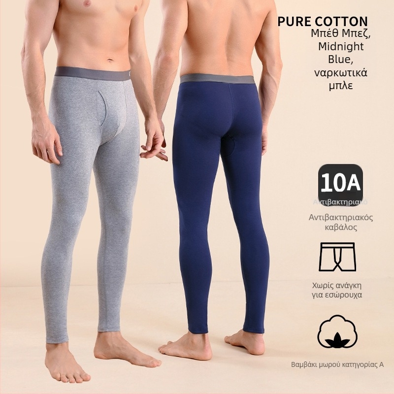 Ανδρικά βαμβακερά θερμικά παντελόνια, slim-fit, ζεστά, μονοστρώμα, 95–100% βαμβάκι, μέτριο βάρος