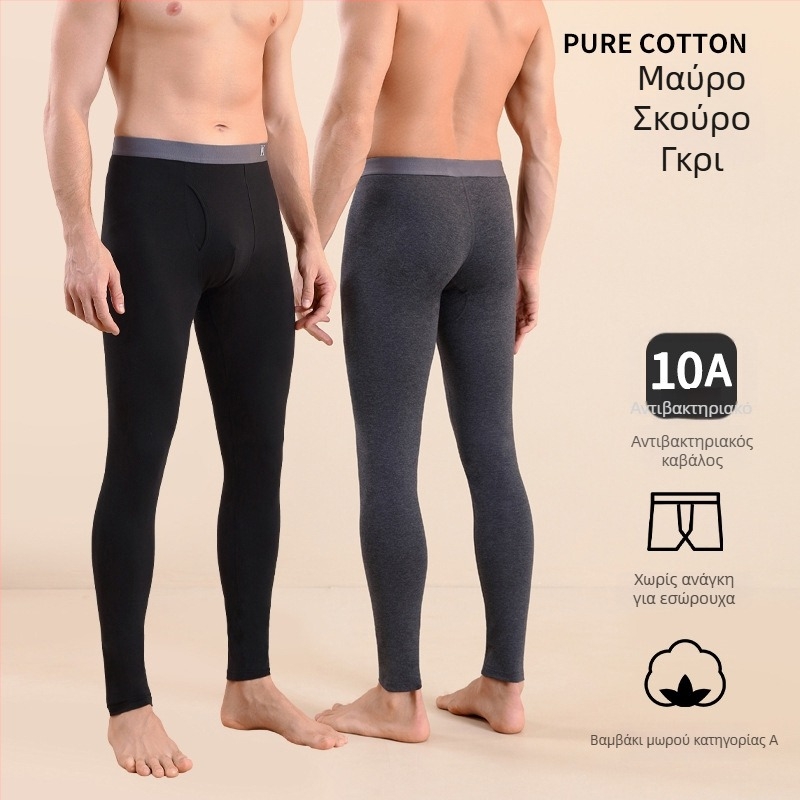Ανδρικά βαμβακερά θερμικά παντελόνια, slim-fit, ζεστά, μονοστρώμα, 95–100% βαμβάκι, μέτριο βάρος
