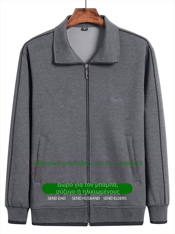 Ανδρικό αθλητικό εξωτερικό ρούχο, ελεύθερη γραμμή, στάντ κολάρο, φερμουάρ, πολυεστέρας 94%+