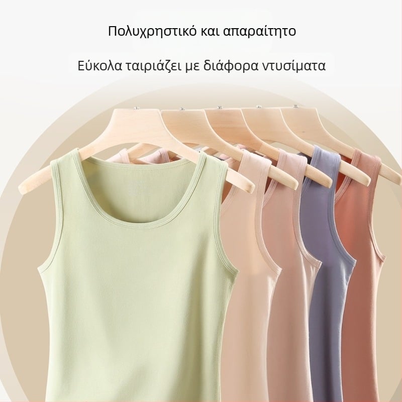 Γυναικεία βαμβακερή θερμική αμάνικη φανέλα – παχιά στρώση 201–250 g/m2, μονόστρωτη, στρογγυλός λαιμός, κατάλληλη ως βασικός στρώμα και για εξωτερική χρήση