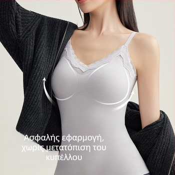 Γυναικείο θερμικό γιλέκο με ενσωματωμένη επένδυση στήθους, V-λαιμό, μονοστρωματικό, ύφασμα ακρυλικό με 50–70% νάιλον, 161–180 g/m²