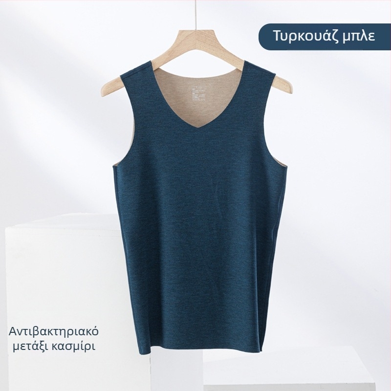 Θερμική γιλέκα από μίγμα κασμίρ και μετάξι, χωρίς ραφές, με στρογγυλό λαιμό, εξαιρετικά παχύ ύφασμα 301–350 g/m², κατάλληλο και ως εξωτερικό ρούχο