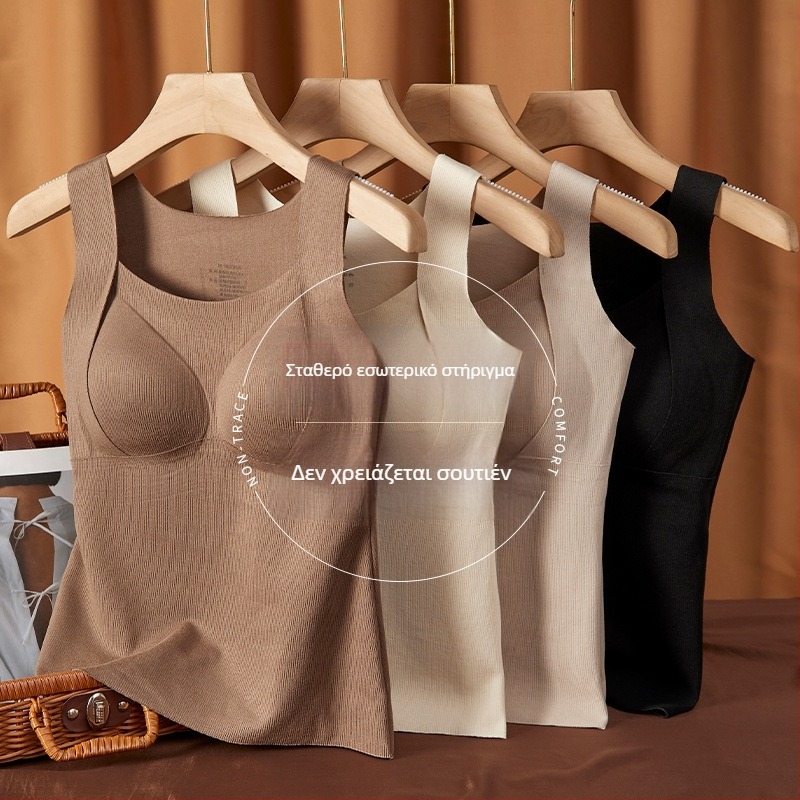 Γυναικείο θερμικό γιλέκο, παχύ πολυεστερικό ύφασμα με φλίς, με ενσωματωμένες cups και επένδυση στήθους, σταθερή επένδυση στήθους, φθινοπώρο-χειμώνα