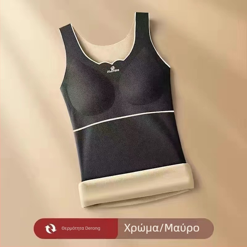 Γυναικείο Θερμικό Γιλέκο με Θήκες Στήθους, Σχεδιασμός Cup-in με Pads, Παχύ φλίς εσωτερικά, Derong ακρυλικό, Αυτοθερμαινόμενο, Μονόστρωτο