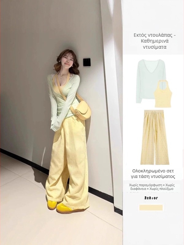 Γυναικείο Camisole με λαιμό Halter, στενή γραμμή, 95% βαμβάκι combed, μονόχρωμο, μήκος 50–65 εκ., Καλοκαίρι 2025