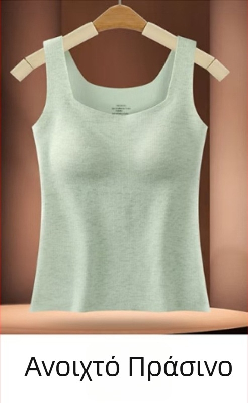 Γυναικείο θερμικό γιλέκο με ενσωματωμένο μαξιλαράκι στήθους, χωρίς ραφές, Lyocell, τετράγωνος λαιμός, διαμόρφωση σιλουέτας, διατηρεί τη θερμότητα