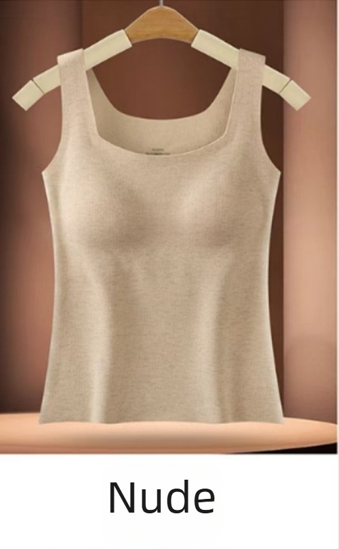 Γυναικείο θερμικό γιλέκο με ενσωματωμένο μαξιλαράκι στήθους, χωρίς ραφές, Lyocell, τετράγωνος λαιμός, διαμόρφωση σιλουέτας, διατηρεί τη θερμότητα