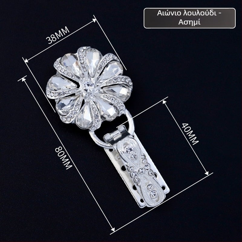 Hengmeihe διακοσμητική αγκράφα για παλτά — κράμα ψευδαργύρου με τεχνητούς κρυστάλλους, κλασικό εθνικό στυλ, μινιμαλιστικός σχεδιασμός